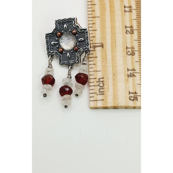 Carolyn Pollack Relios Sterling Crystal Garnet Bead Copper Accent Dangle Earring - Picture 11 of 11